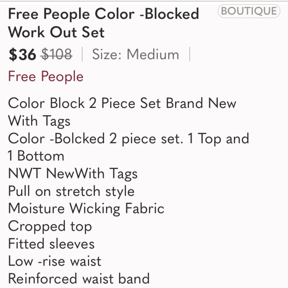 Free People Movement Color Block 2pc Set Black/Grey NWT - Picture 7 of 7